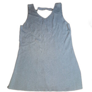 WHBM Blue Knit Sleeveless Top Size L  Layer Piece Back Detail Ribbed